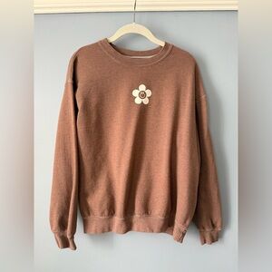 PacSun Brown Smiley Daisy Sweatshirt size S